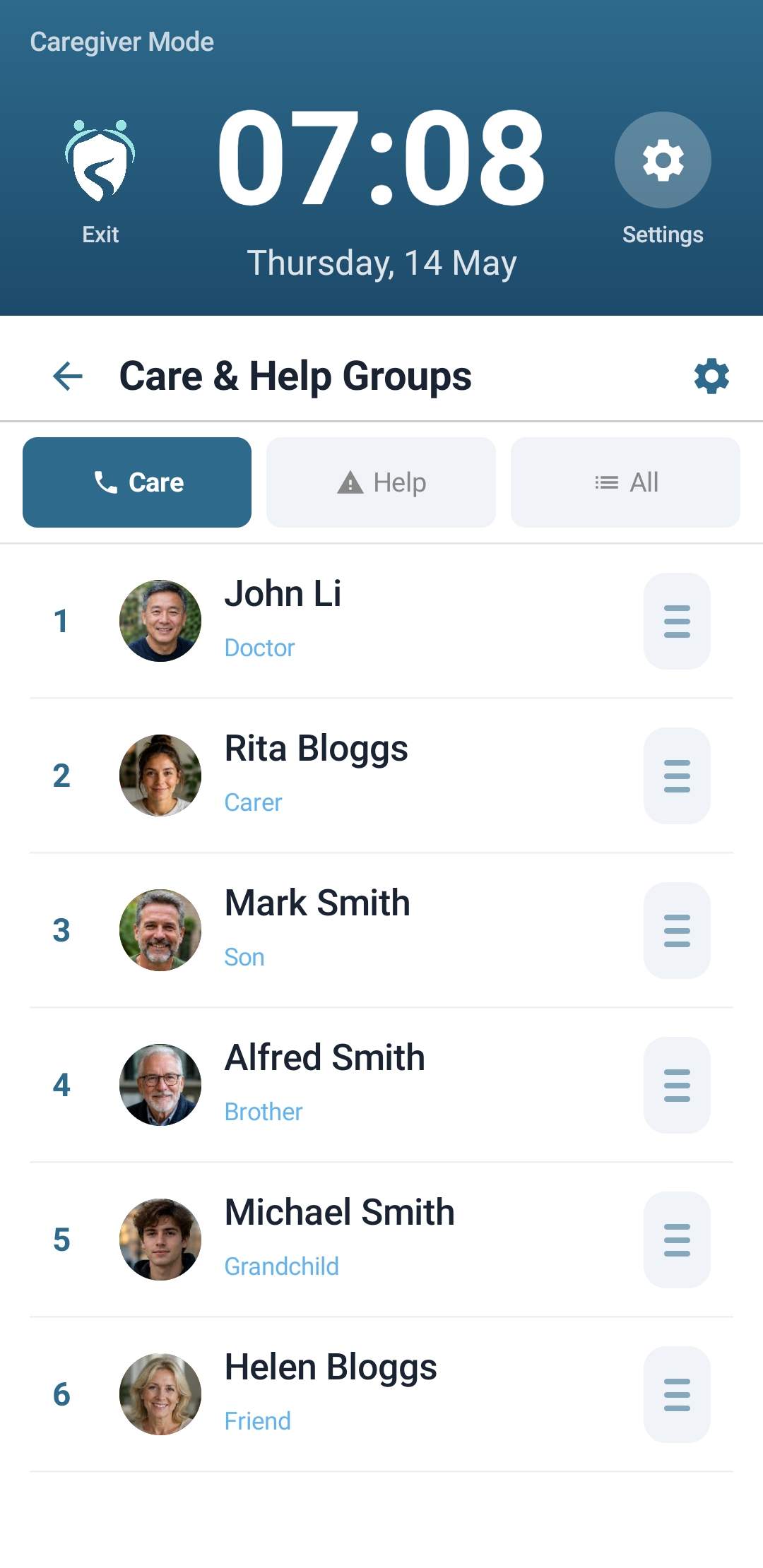 Help and call groups