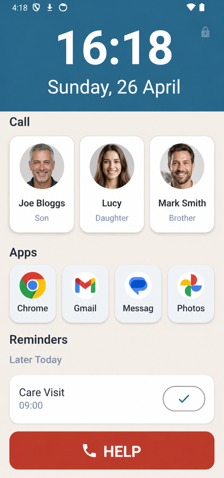 Mary app home screen